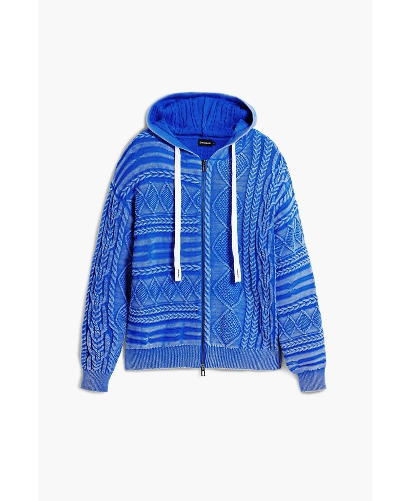 Desigual Men's Zipper sweater with braided design