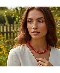 Bling Jewelry Plain Simple Smooth Classic Red Natural Carnelian Round 10MM Bead Strand Necklace Silver Plated Clasp