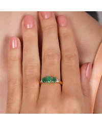 Bling Jewelry Natural Green Emerald 3 Oval Stone Trinity Ring Gold Plated .925 Silver