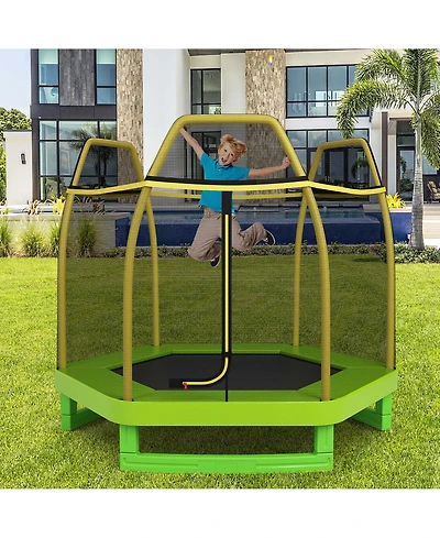 Costway 7FT Kids Trampoline W/Safety Enclosure Net Spring Pad