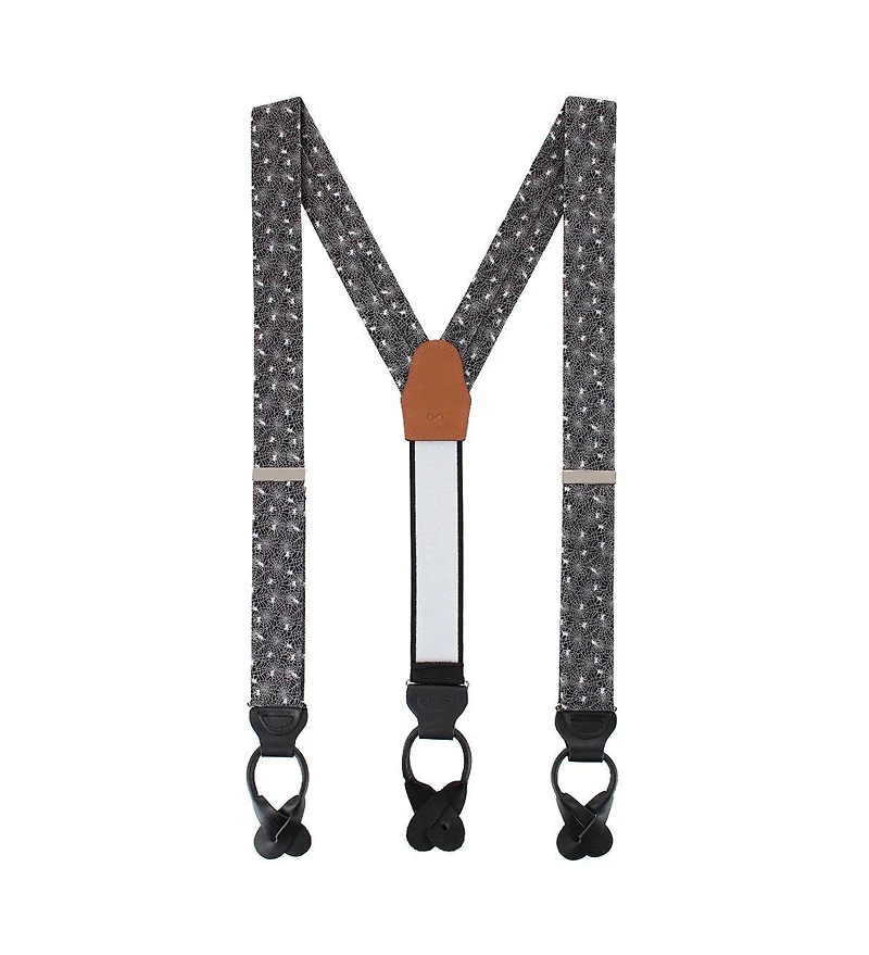 Trafalgar Men's Venom Spider Web Motif Novelty Silk Button End Suspenders