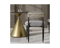 Morden Fort 5 Piece Round 47'' Faux Marble Dining Room Set Black Table with Grey Boucle Armless Chair Kitchen