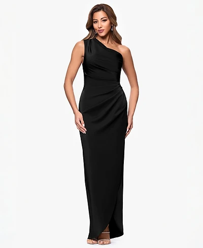 Xscape Women's Asymmetric One-Shoulder Satin Gown