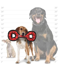 Tuffy Medium Tug-o-War Red Paw 2 Pack, Durable Plush Squeaky Dog Toy