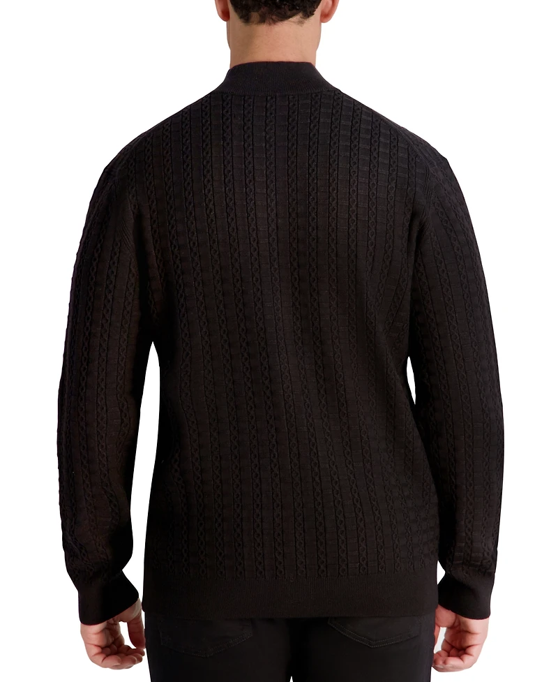 Karl Lagerfeld Paris Men's Full Zip Cable Knit Sweater