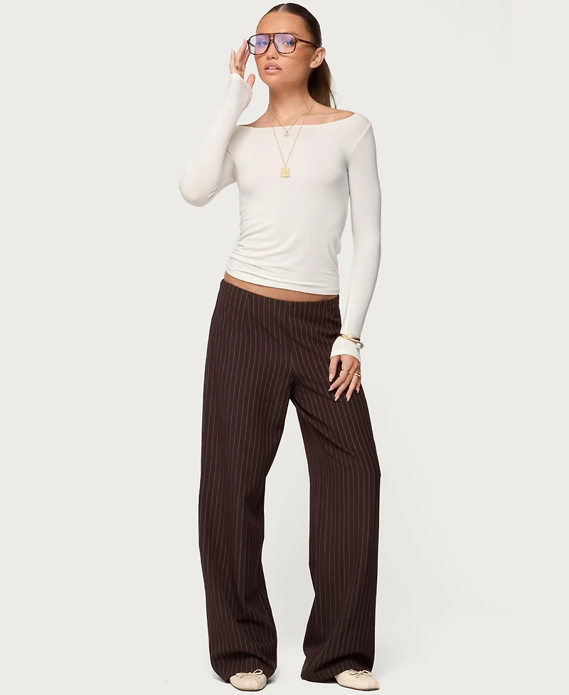 Edikted Women's Kerie Pinstripe Low Rise Pants