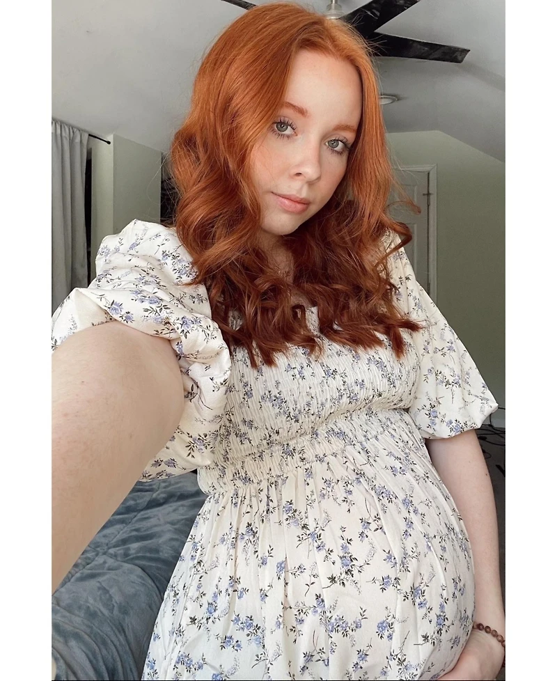 Pinkblush Maternity Ivory Floral Smocked Hi-Low Puff Sleeve Maxi Dress