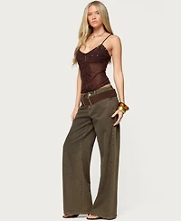 Edikted Women's Azelia Beaded Sheer Chiffon Top