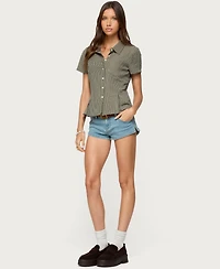 Edikted Women's Alisa Plaid Tailored Button Up Shirt
