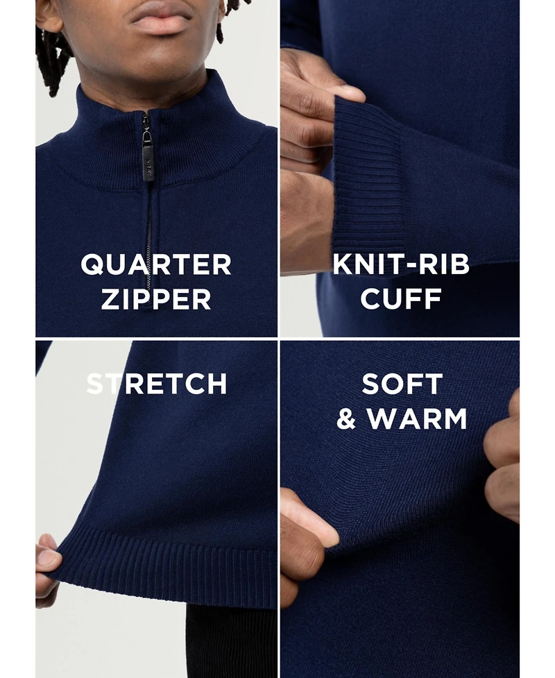 X Ray Men's Quarter Zip Mock Neck Sweater