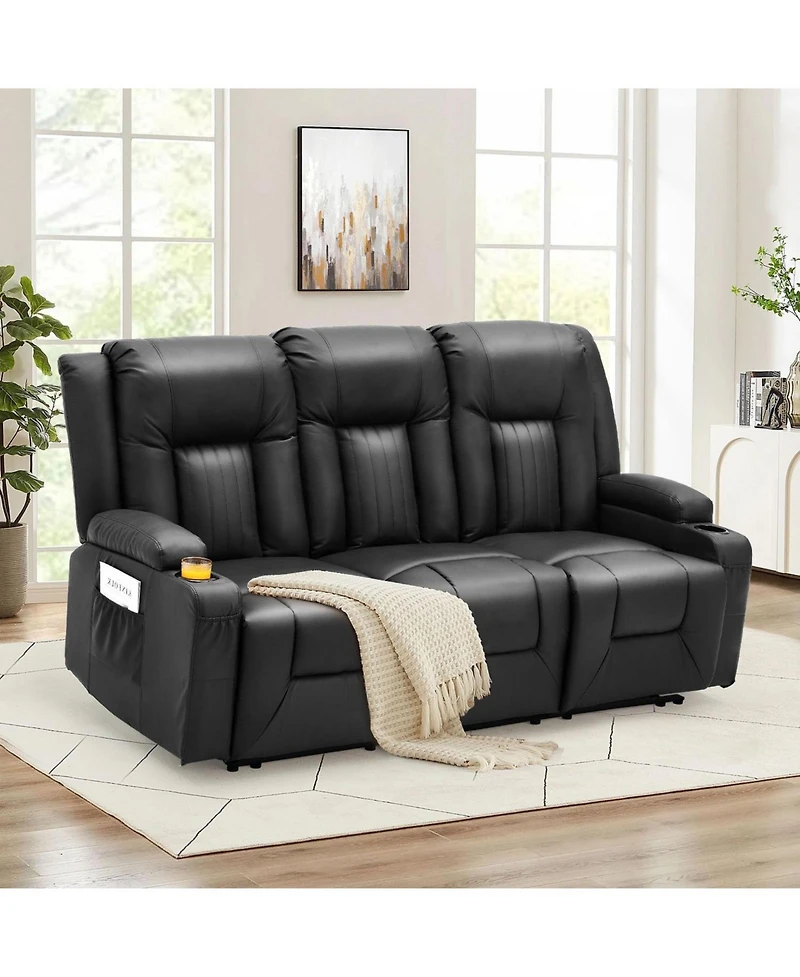 Aecojoy 3 Seater Reclining Sofa with 2 Cup Holders&Side Pockets