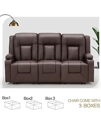 Aecojoy 3 Seater Reclining Sofa with 2 Cup Holders&Side Pockets