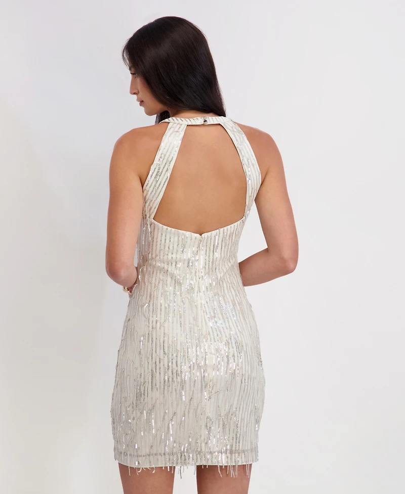 Siena Women's Sequined Fringe Sleeveless Mini Dress