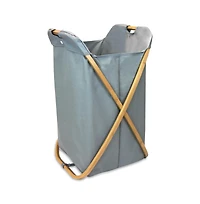 Oceanstar Bamboo Folding X-Frame Laundry Hamper Sorter