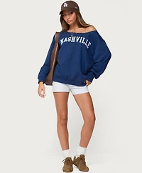 Edikted Women's Nashville Oversized Wide Neck Sweatshirt