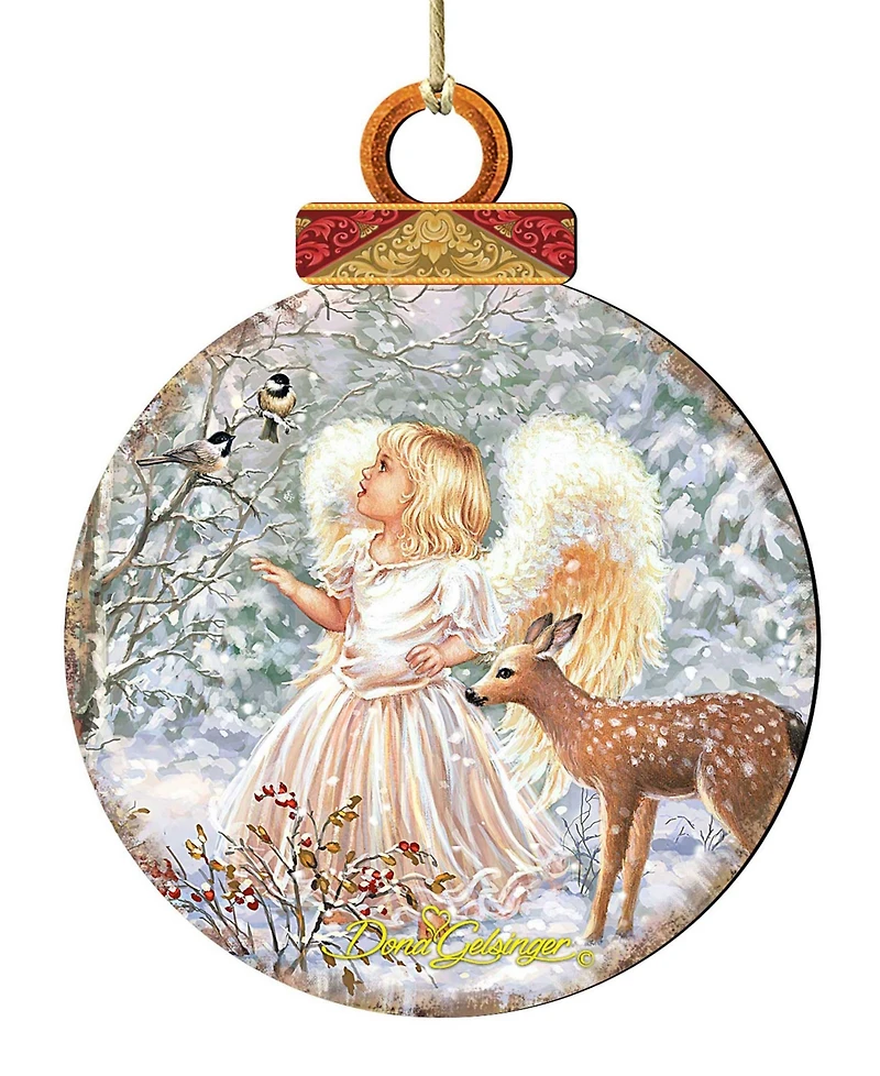 Designocracy Woodland Angel Deer Christmas Ornament