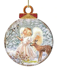 Designocracy Woodland Angel Deer Christmas Ornament