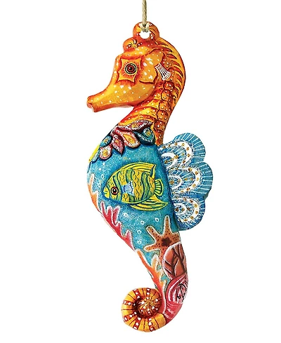 Designocracy Seahorse Wooden Christmas Ornament