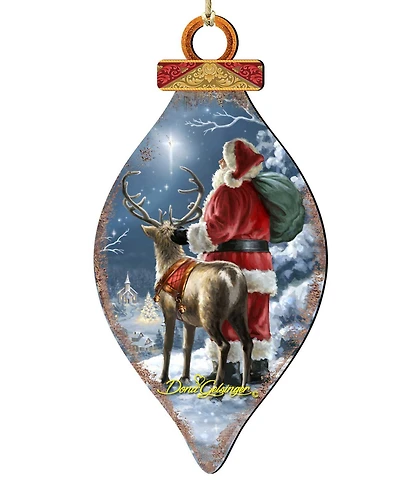 Designocracy Starry Night Santa Cone Wood Ornament