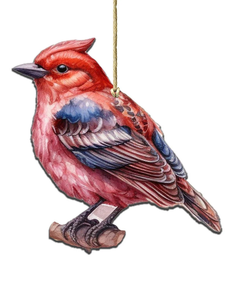 Designocracy Red Forest Bird Christmas Wooden Ornament