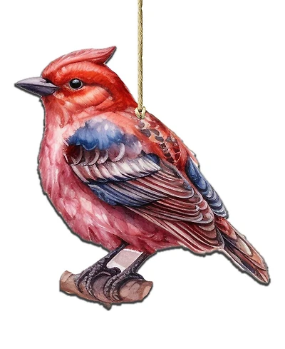 Designocracy Red Forest Bird Christmas Wooden Ornament