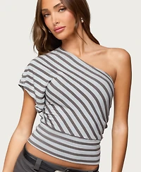 Edikted Women's Asymmetric Striped One Shoulder Top