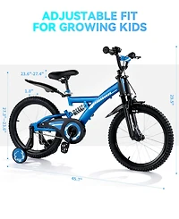 16" Kids Bike with Adjustable Seat, Dual Brakes, Suspension and Training Wheels for Ages 4–7