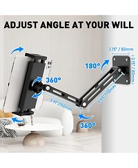 Urmust Tablet Wall Mount Holder for iPad, 360°Rotation Adjustable Tablet Stand Holder with Aluminum Extendable Arm, for All 4.7-13" Phones &
