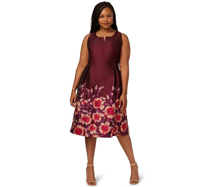 Adrianna Papell Plus Twist Crepe V-Neck Short Dress