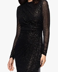 Betsy & Adam Petite Burnout Long Sleeve Gown