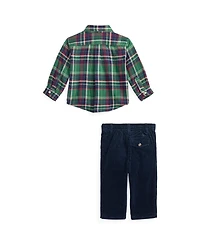 Polo Ralph Lauren Baby Boys 2-Piece Long Sleeves Shirt and Pants Set