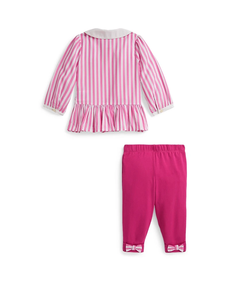 Polo Ralph Lauren Baby Girls 2-Piece Long Sleeves Striped Top and Leggings Set