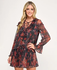 Seni & Cade Juniors' Ruffle Long Sleeve Dress