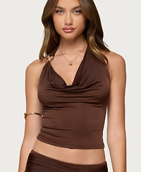 Edikted Women's Isaiah Abstract Ring Halter Top