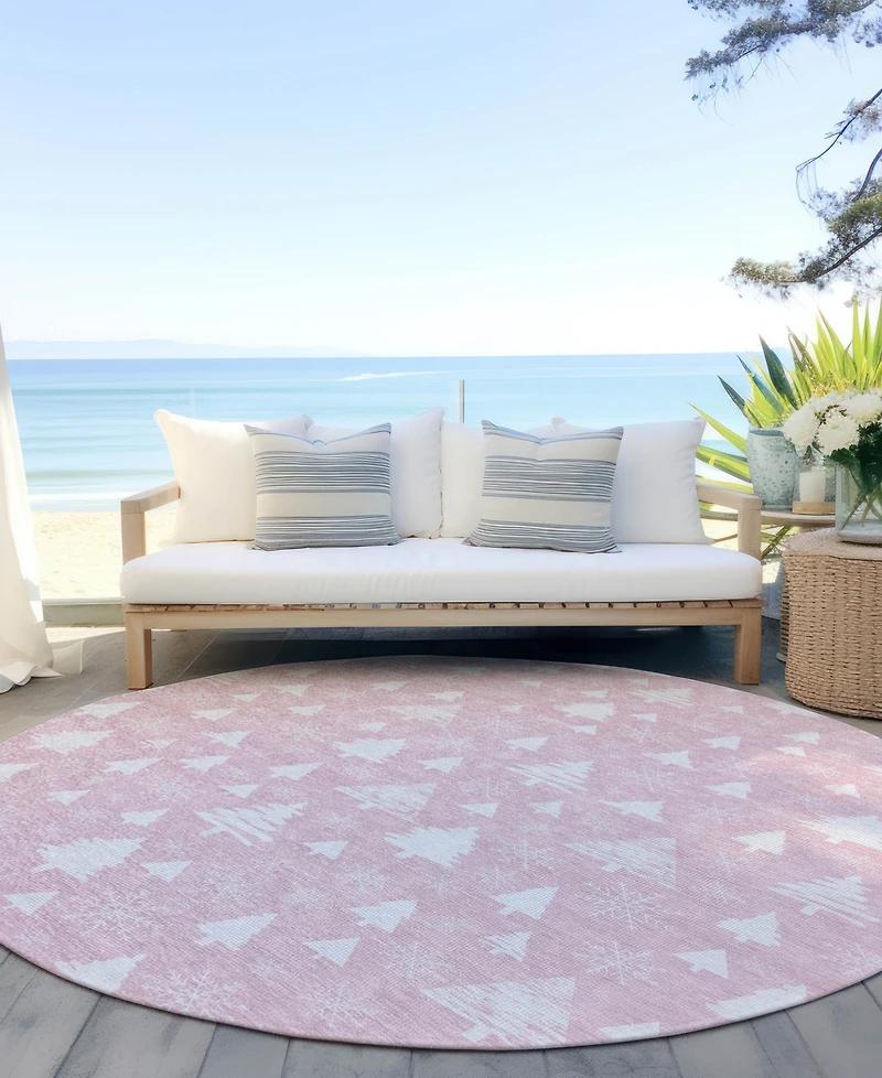 Addison Holiday Washable Indoor/Outdoor ACN1815 8'x8' Round Area Rug