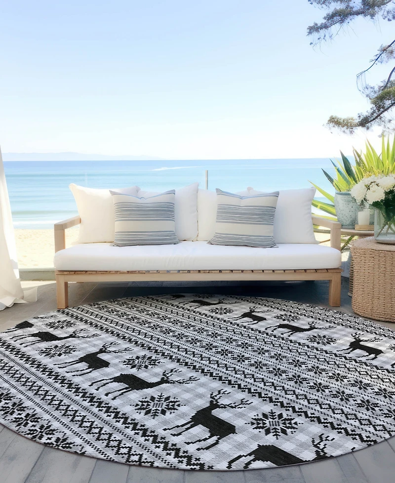 Addison Holiday Washable Indoor/Outdoor ACN1820 8'x8' Round Area Rug