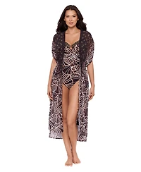 Miraclesuit Women's Lets Be Fronds Beaded Kimono Cover Up