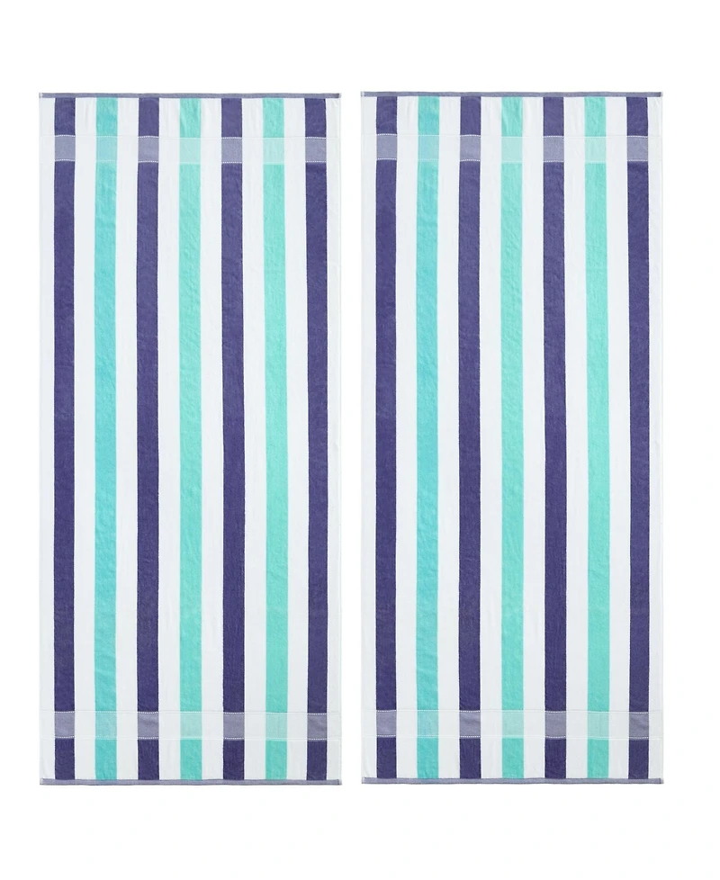 Calvin Klein Pop Color Stripe Cotton 2-Pc. Beach Towel Set, 70" x 40"