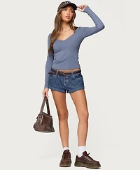 Edikted Women's Moreen Ribbed Long Sleeve T Shirt