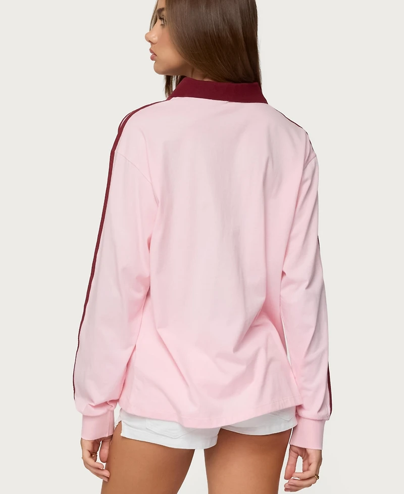 Edikted Women's Brooklyn Contrast Oversized Polo Top