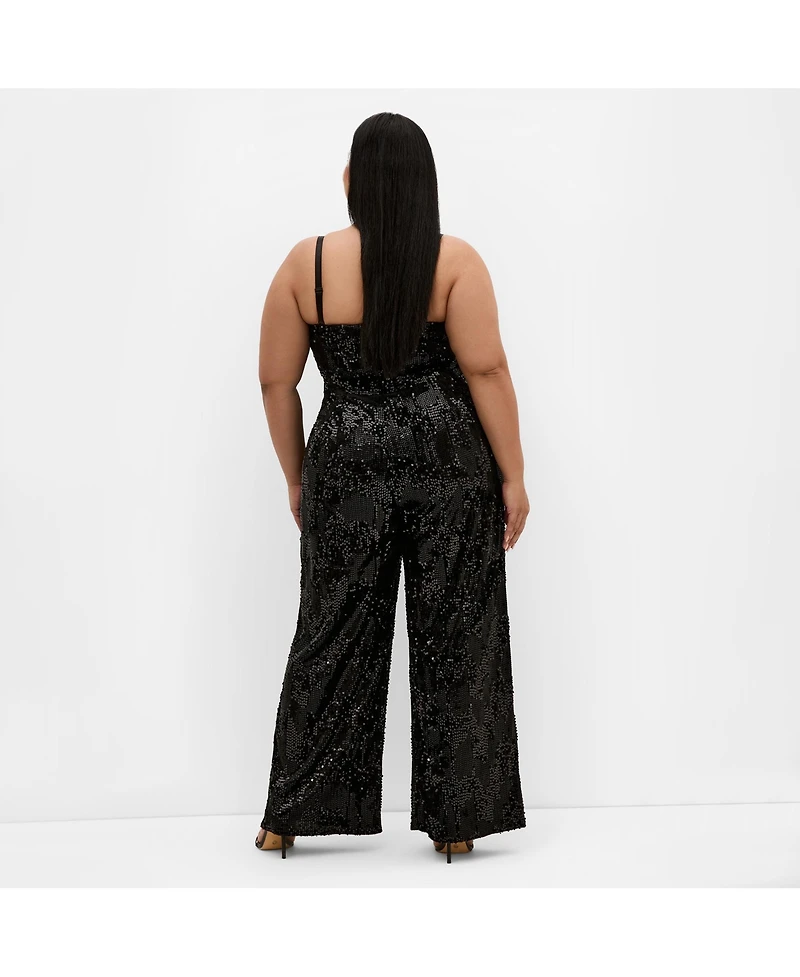 City Chic Women's Glimmer Sequin Strapless Jumpsuit