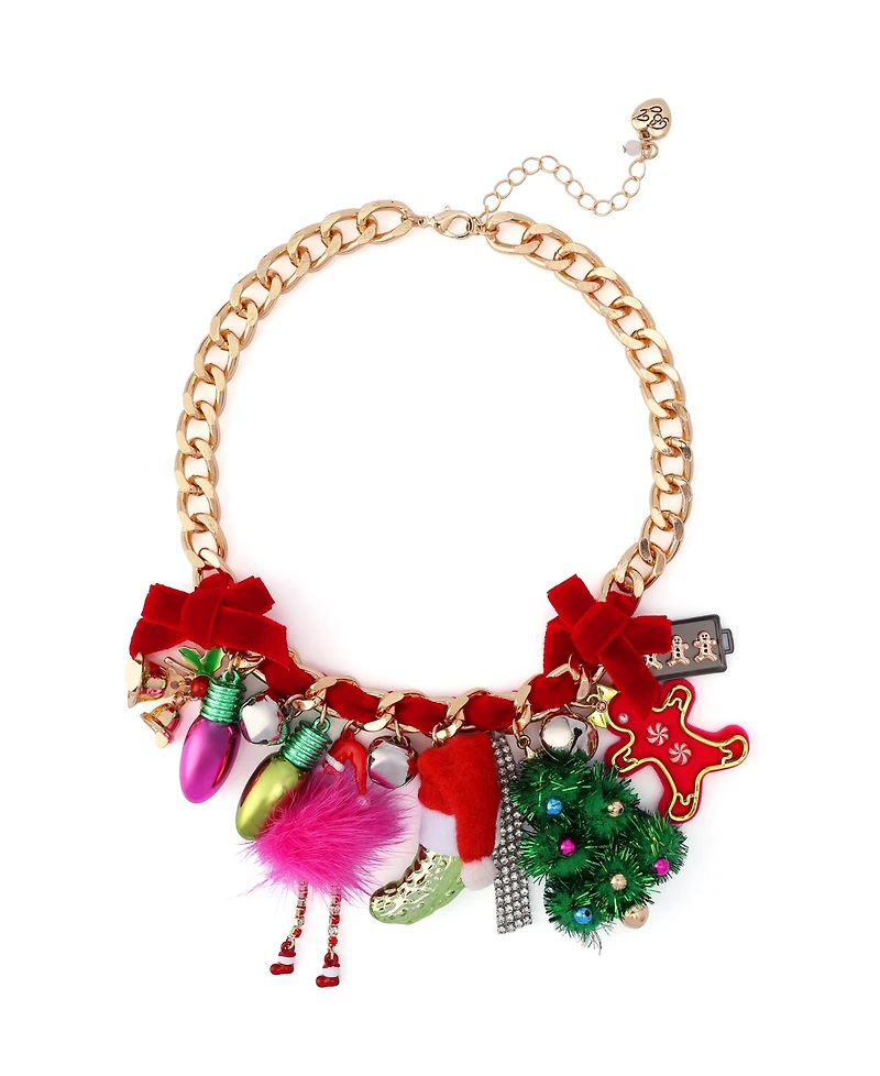Betsey Johnson Faux Stone Santa Baby Statement Bib Necklace
