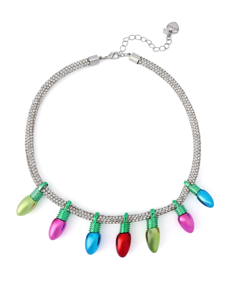 Betsey Johnson Faux Stone Santa Baby Christmas Lights Bib Necklace
