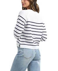 Bcx Women's Resort Spring Stripe Crew Neck Sweater