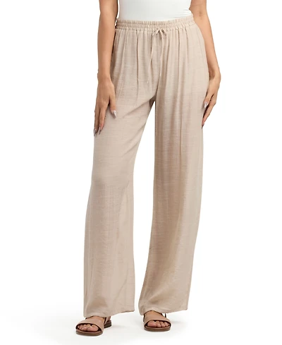 Bcx Women's Resort Gauzy Texture Mid Rise Wide Leg Pants