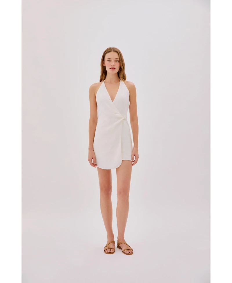 Labeca London Women's Sadie Linen Wrap Mini Dress