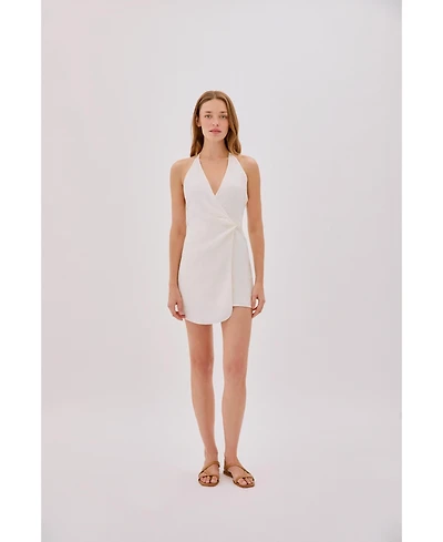 Labeca London Women's Sadie Linen Wrap Mini Dress