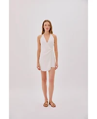 Labeca London Women's Sadie Linen Wrap Mini Dress