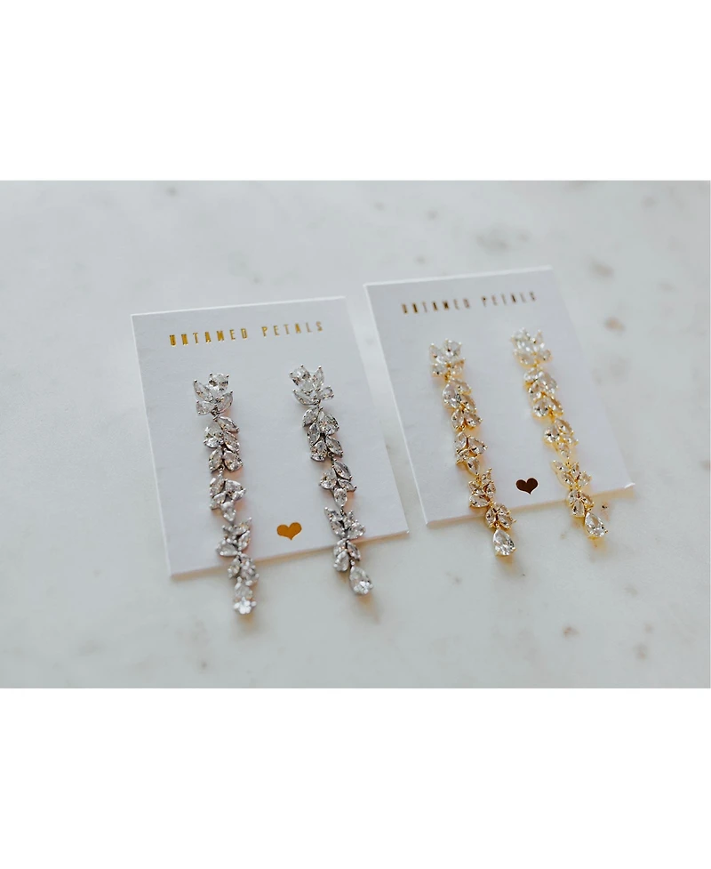 Promise Crystal Drop Long Earrings