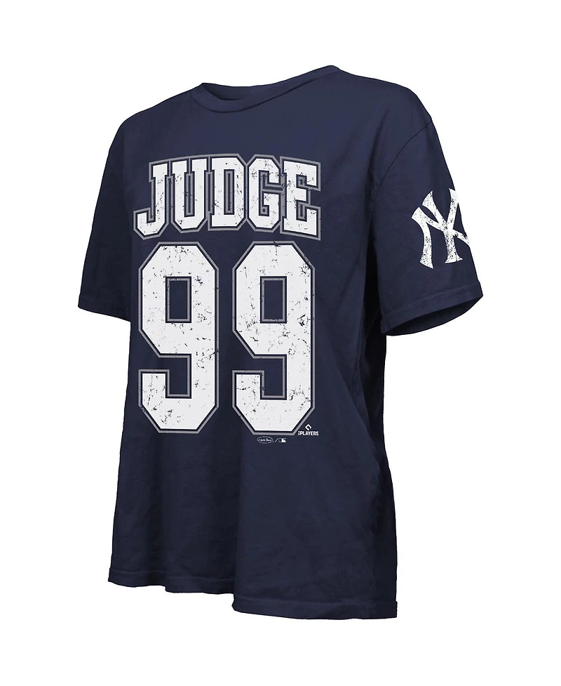 Majestic Women's Aaron Judge Navy New York Yankees Oversized Name Number T-Shirt